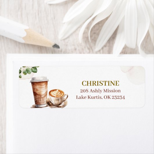 Coffee Love is Brewing Vrijgezellenfeest Adreslabe Etiket (Insitu)