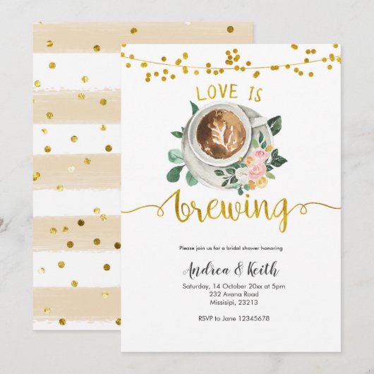 Coffee Love is Brouwerij Bridal Shower Invitation Kaart (Voorkant / Achterkant)