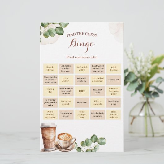 Coffee Love is het brouwen van Bingo Games Kaart (Staand voorkant)