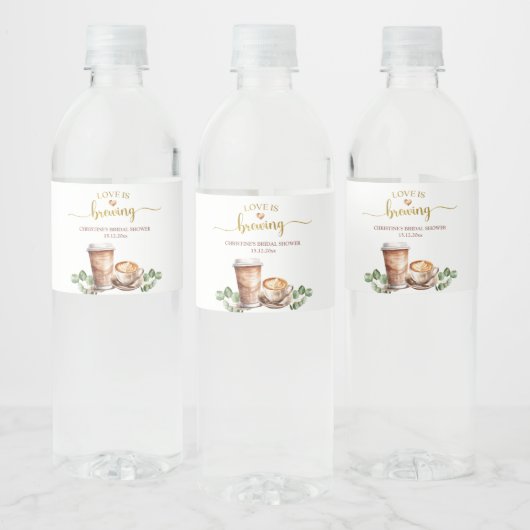 Coffee Love is het brouwen van Vrijgezellenfeest f Waterfles Etiket (Flessen)