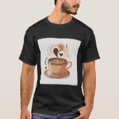Coffee Love Mug with Steaming Heart Latte Art Grap T-shirt (Voorkant)