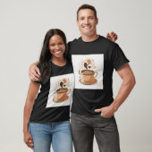 Coffee Love Mug with Steaming Heart Latte Art Grap T-shirt (Unisex)