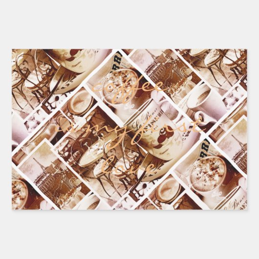Coffee Love Sweet Romantic Paris Inpakpapier Vel (Voorkant 3)