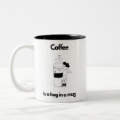 Coffee Lovely Mug, "Hug in a Mug"  Tweekleurige Koffiemok (Links)