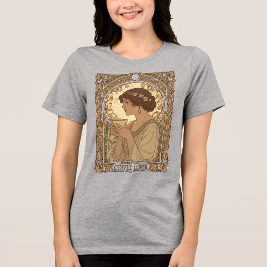 Coffee Lover And Nature Art Nouveau Illustration  Tri-Blend Shirt (Voorkant)