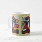 Coffee Lover Barista Cat Folk Art Koffiemok (Voorkant links)