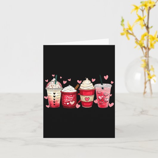 Coffee Lover C Latte Iced Cream Valentines Day Wom Kaart (Gele Bloem)
