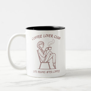 Coffee Lover Club: Het leven begint na koffie Tweekleurige Koffiemok