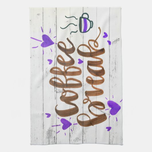 Coffee Lover Coffee Break Typografie Theedoek (Verticaal)