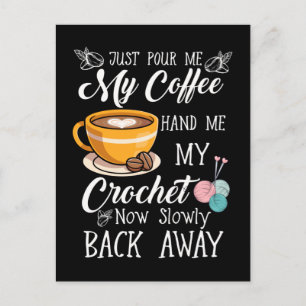 Coffee Lover Crochet Lady Crocheting Yarn Humor Briefkaart