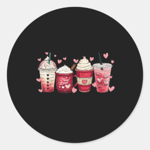 Coffee Lover Cups Latte Iced Cream Valentijnsdag Ronde Sticker