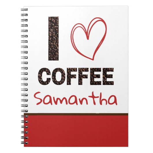 Coffee Lover Custom Name Coffee Bean Design Notitieboek (Voorkant)