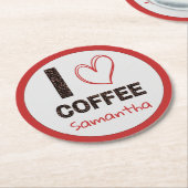 Coffee Lover Custom Name Coffee Bean Design Ronde Kartonnen Onderzetter (Gebogen)