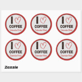 Coffee Lover Custom Name Coffee Bean Design Ronde Sticker (Vel)