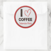 Coffee Lover Custom Name Coffee Bean Design Ronde Sticker (Tas)