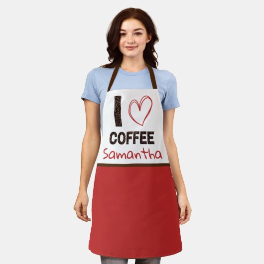 Coffee Lover Custom Name Coffee Bean Design Schort (Gedragen)