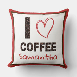 Coffee Lover Custom Name Coffee Bean Gift for Her Kussen