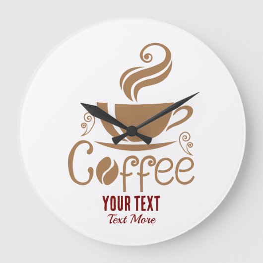 Coffee Lover Design – Minimaal Coffee Cup Grafisch Grote Klok (Voorkant)