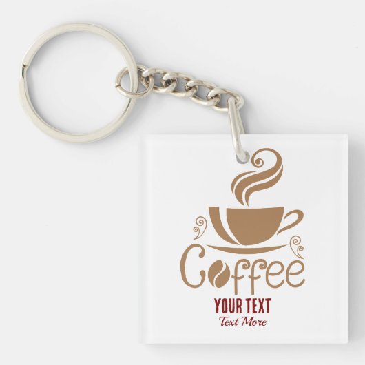 Coffee Lover Design – Minimaal Coffee Cup Grafisch Sleutelhanger (Voorkant)