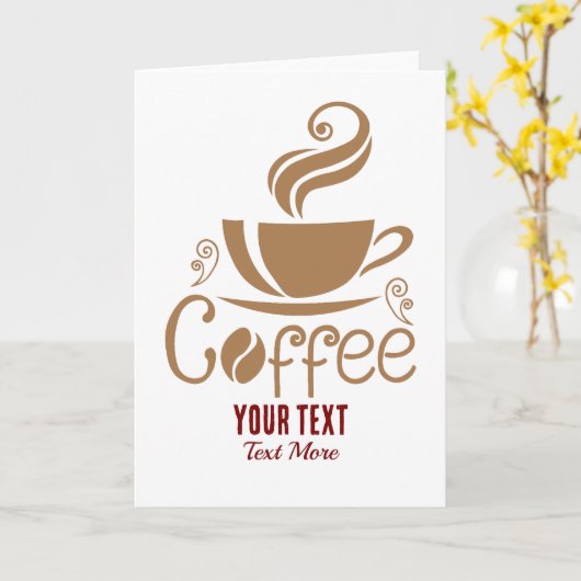 Coffee Lover Design – Minimal Coffee Cup Graphic Kaart (Gele Bloem)