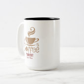 Coffee Lover Design – Minimal Coffee Cup Graphic Tweekleurige Koffiemok (Voorkant links)
