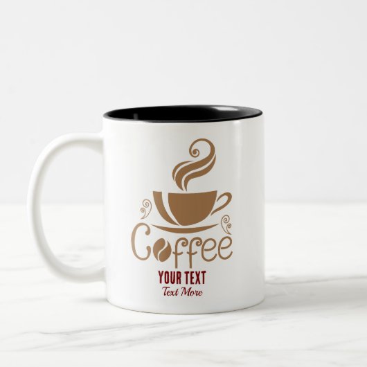 Coffee Lover Design – Minimal Coffee Cup Graphic Tweekleurige Koffiemok (Links)