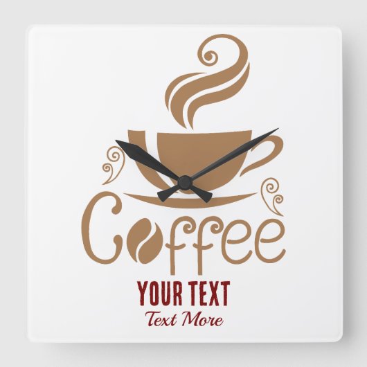 Coffee Lover Design – Minimal Coffee Cup Graphic Vierkante Klok (Voorkant)