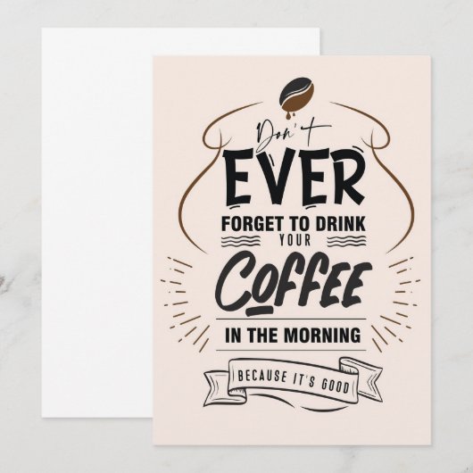 Coffee Lover Drink uw koffie Bedankkaart (Voorkant / Achterkant)