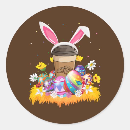 Coffee Lover Easter Egg Funny Coffee Easter Ronde Sticker (Voorkant)