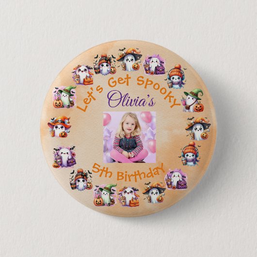 Coffee Lover Ghost Party Button voor de verjaardag (Voorkant)