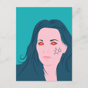 Coffee Lover Girl Blue Hair Caffeine Tattoo Briefkaart