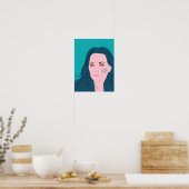 Coffee Lover Girl Blue Hair Caffeine Tattoo Poster (Keuken)