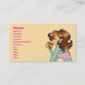 Coffee Lover Girl Visitekaartje Art (Voorkant)