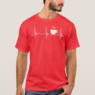 Coffee Lover Heartbeat EKG Pulse Hot Espresso Coff T-shirt