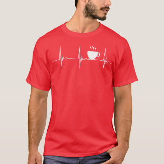 Coffee Lover Heartbeat EKG Pulse Hot Espresso Coff T-shirt