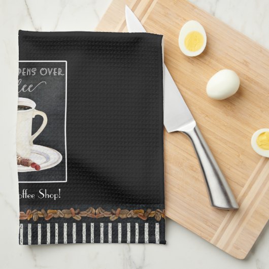 Coffee Lover Latte Waterverf Chocolate Kitchen Theedoek (Quarter Fold)