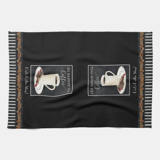 Coffee Lover Latte Waterverf Chocolate Kitchen Theedoek (Horizontaal)