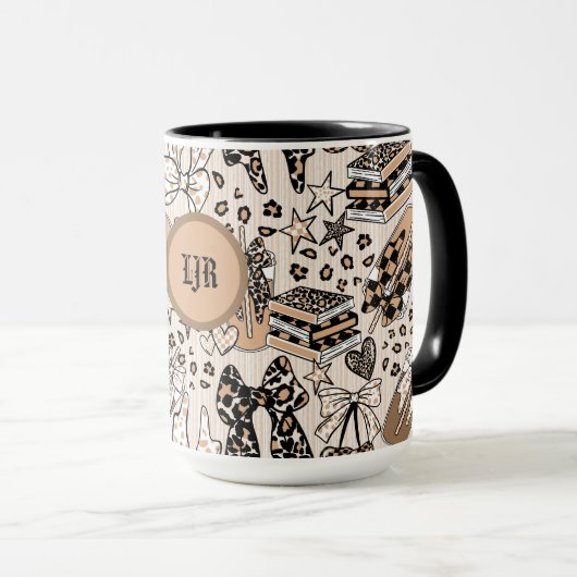 Coffee Lover Leopard Print Mug Mok (Voorkant rechts)
