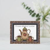 Coffee Lover leuke cartoon briefkaart (Staand voorkant)