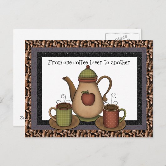 Coffee Lover leuke cartoon briefkaart (Voorkant / Achterkant)