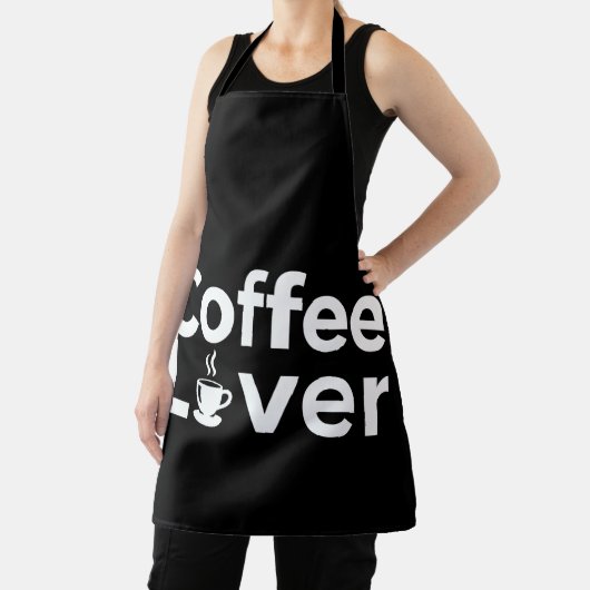 Coffee Lover Minimalist Typography Black Apron Schort (Insitu)