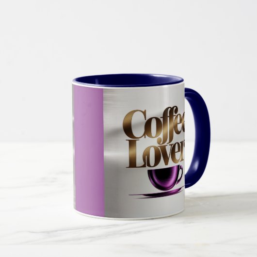 Coffee Lover Modern Purple Blue Mug Mok (Voorkant rechts)