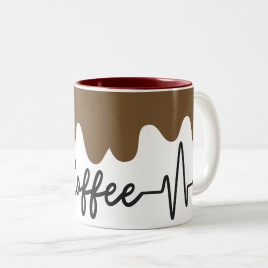 Coffee Lover Mok - Heartbeat EKG Coffee Design (Voorkant rechts)