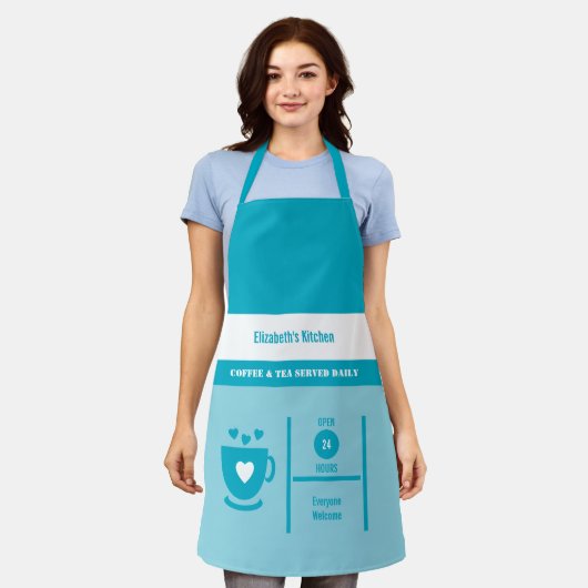 Coffee lover name kitchen blue schort (Gedragen)
