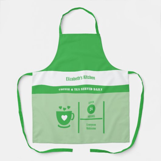 Coffee lover name kitchen green schort (Voorkant)