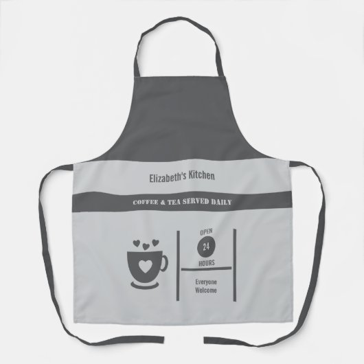 Coffee lover name kitchen grey schort (Voorkant)