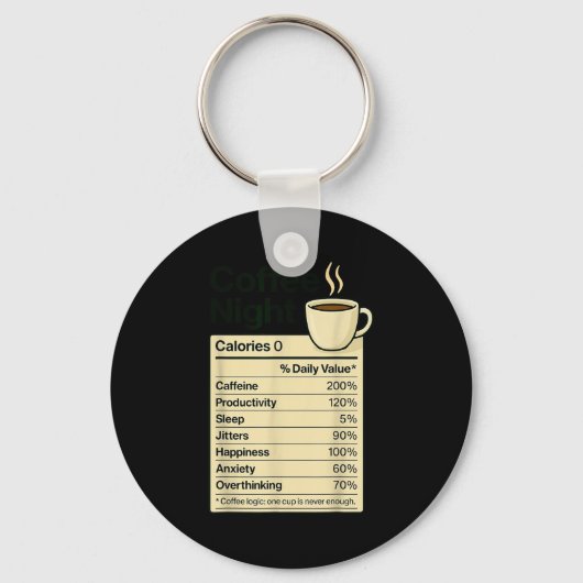 Coffee Lover Night Funny Nutrition Facts Costume F Sleutelhanger (Voorkant)