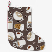 Coffee Lover Pattern Brown Kleine Kerstsok (Voorkant)