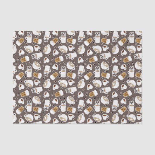 Coffee Lover Pattern Brown Tissuepapier (Voorkant)