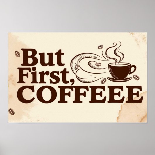 Coffee Lover Quote poster stoomwervelingen (Voorkant)